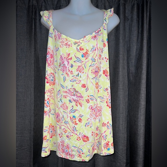 Torrid blouse size 3 yellow and multi color ruffle on shoulder good condition - Picture 1 of 7